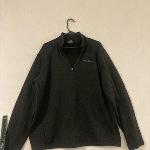 Eddie Bauer Fleece Jacket Mens 2XL Gray 1/4 Zip Pullover Camping Outdoor Hiking